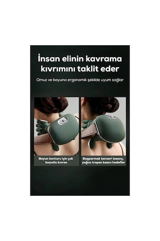 Şarjlı Isıtmalı El Hissi Boyun Ve Sırt Masaj Cihazı Taşınabilir Rahat Evde Kullanım Yeşil