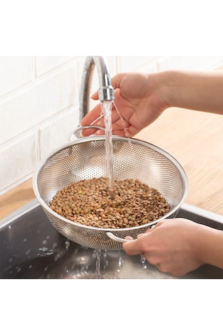 Porsima Bls-ks-22 Kulplu Paslanmaz Çelik Süzgeç Mutfak Eleği Meyve Ve Sebze Yıkama Aparatı Kevgir 22cm Çelik
