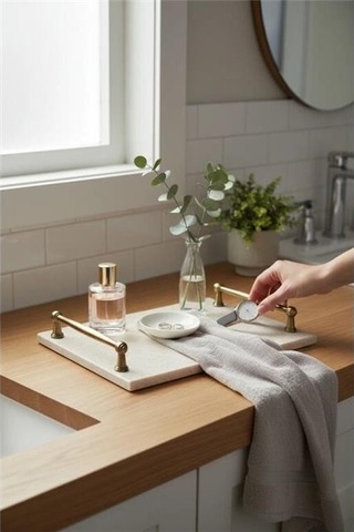 Akayev Traverten Rustik 30x20 Cm Tepsi Beyaz