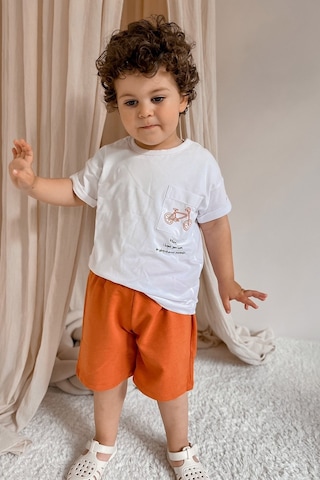 Babywom Unisex Oversize Yazlık Şortlu Basic Takım- Kiremit