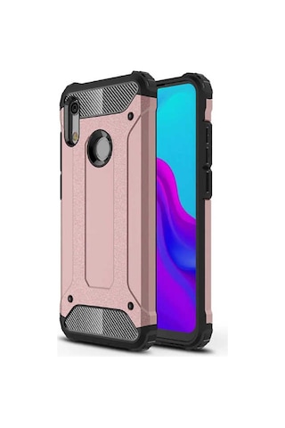 Noktaks - Huawei Uyumlu Huawei Y6s 2019 - Kılıf Çift Katman Zırh Tank Crash Military Kapak - Rose Gold T11421 Rose Gold