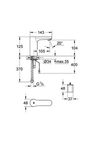 Grohe 3633000 Pilli Eurosmart Cosmopolitan E Fotoselli Lavabo Bataryası