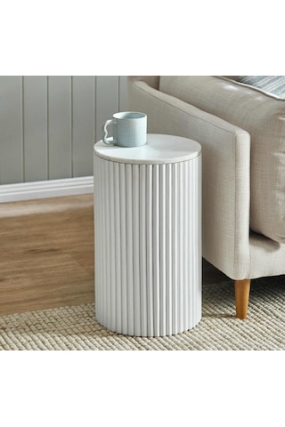 Mariposa Bohem Ahşap Yan Sehpa Beyaz