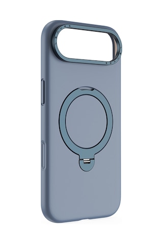 Apple Uyumlu iPhone 17 Air Kılıf M-safe Şarj Özellikli Metal Standlı Sıvı Silikon Lenyes Ck223 Kapak Mavi Mavi