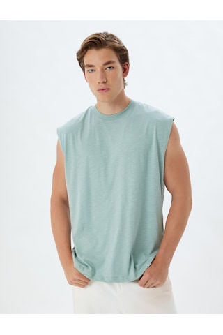 Koton Basic Atlet Bisiklet Yaka Kolsuz Pamuklu Mavi 4sam30043mk Mavi