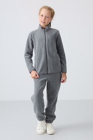 Tommy Life Gri Melanj Kalın Yumuşak Dokulu Standart Fit Nakışlı Polar Kız Çocuk Sweatshirt - 75154 Gri Melanj
