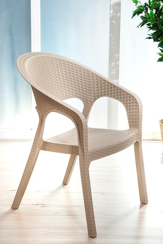 Garden Rattan Cappucino Masa Takımı Bahçe&balkon - 1 Masa 4 Sandalye Siyah