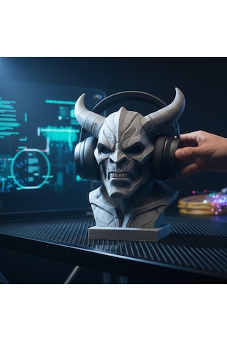 Happy3dworld Siber İblis Kulaklık Standı, 3d Baskı Cyberpunk Büst Dekor