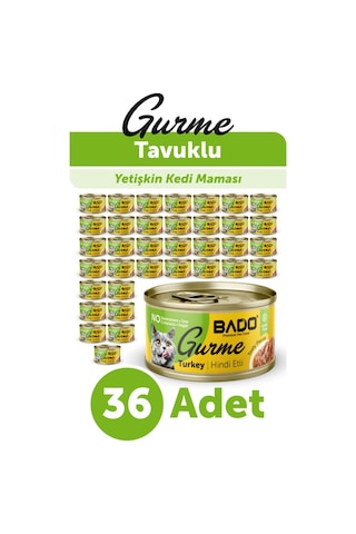 Bado Gurme Yaş Yetişkin Kedi Maması Hindi Etli 85 Gr 36 Adet