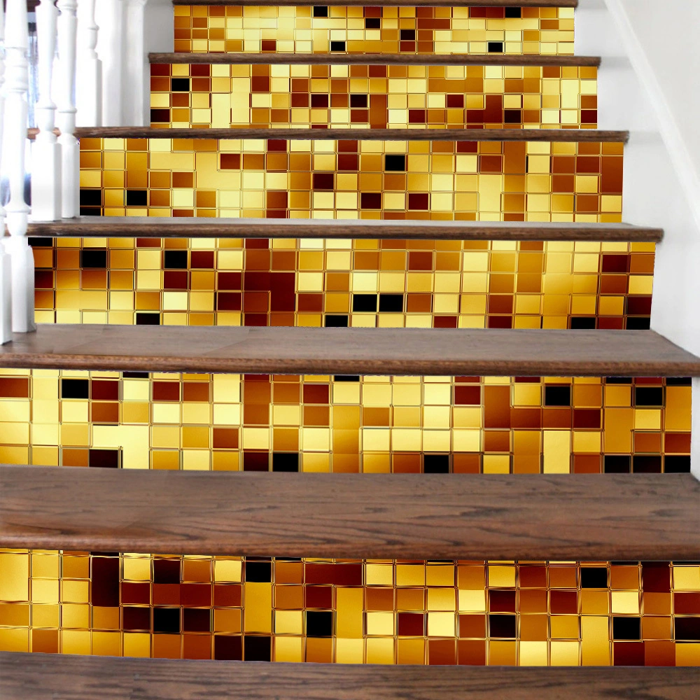 Hombey 6 Adet Pvc Merdiven Sticker, 100x18 Cm, Kuru Yüzeyler İçin, Kolay Kurulum Ve Kaldırma, Antibakteriyel, Nem Engelleme, Dekoratif Lt6p004 Model 4 Diğer