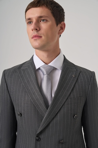 Morven Erkek Füme Poliviskon Trend Çizgili Slim Fit Kruvaze Takım Elbise 26mc001040050 Füme
