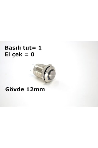 12V Mavi Işıklı Yuvarlak Metal 12 MM Yaylı Buton Anahtar