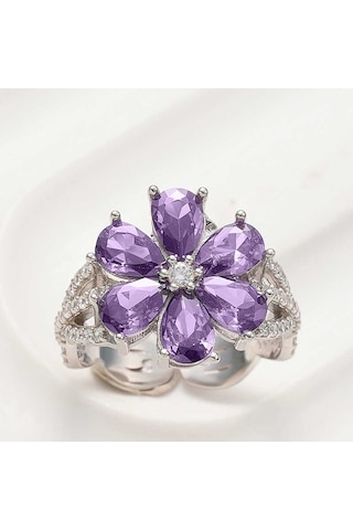 Blackcraft Gümüş Mor Sevgi Çiçeği Kadın Yüzük Bc-e0e8a0 Renkli