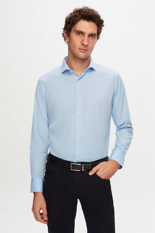 D's Damat Slim Fit Italyan Yaka Dar Kesim Klasik Kravatlık Uzun Kollu Kolay Ütülenebilir Erkek Gömlek N 2HF02ORT4185 Açık Mavi
