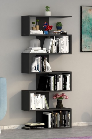 Paris Duvara Monteli Dekoratif Kitaplık Antrasit Antrasit