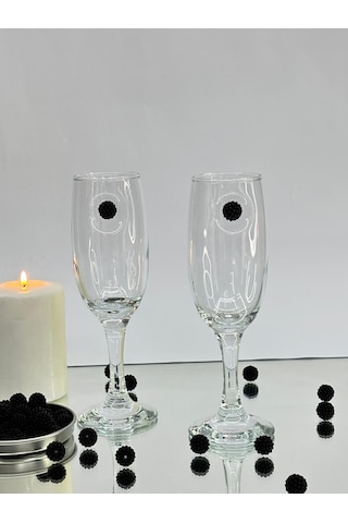 Şampanya Kadehi Siyah İnci Böğürtlen Figürlü 2'li Şeffaf