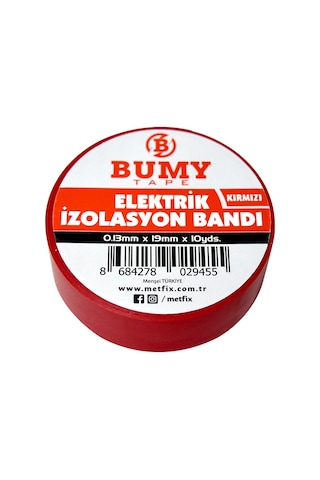 Bumy Elektrik Bandı 0.13mm X 19mm X 10 Yds Kırmızı