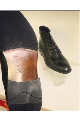 45-46-47-48-49-50 Numara Us142 Siyah Deri Vip Erkek Büyük Numara Bot Siyah