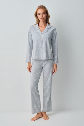 Suwen Griss Gömlek Yaka Pijama Takımı Wsh10510157964 Gri Melanj