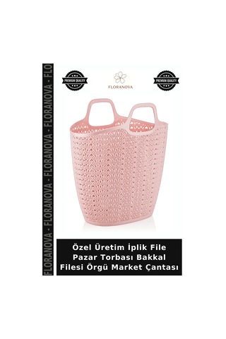 Özel Üretim İplik File Pazar Torbası Bakkal Filesi Örgü Market Çantası Çok Renkli