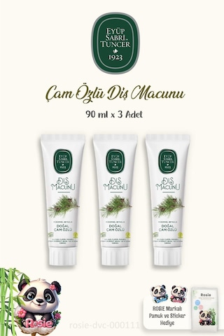 Eyüp Sabri Tuncer Diş Macunu Çam Özlü 3 x 90 ML + Rosie Pamuk