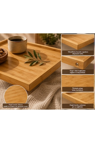 Bambu Katlanır Çok Amaçlı Sehpa 30 40 Cm Açık kahverengi