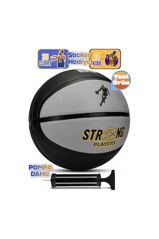 Telvesse Strong Basketbol Topu Pompalı Full Kauçuk Dayanıklı Deep Channel Kabartma No:7 B12 Gri