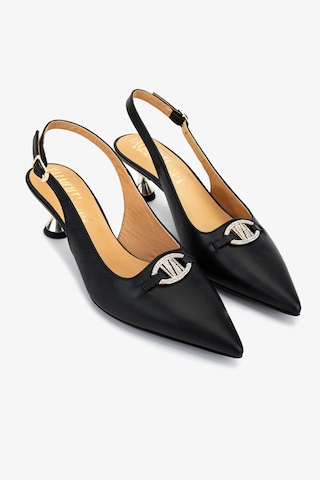 Valmenti Kadın Hakiki Deri Siyah Slingback Ayakkabı 611 H51005 Bn Ayk Sk25-26 Black Leather Siyah
