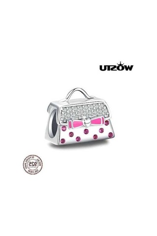 Novahub Moda 925 Ayar Gümüş El Çantası Boncuk Pembe Zirkon Ilmek Charms Fit Orijinal Bilezik - Romantik Ve Şık Tasarım Gümüş