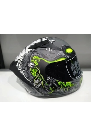 Mts Kask Mts Pro 801 Zombi Güneş Gözlüklü Motosiklet Kaskı Beyaz - Gri - Sarı