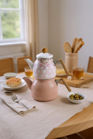 Bambum Unique - Bambu Kulplu Çaydanlık Takımı Pembe Pembe