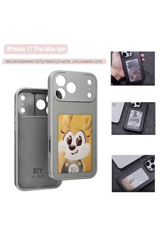 İphone 17 Pro Max Dört Renkli E-mürekkep Ekran Telefon Kılıfı - Gri Gri