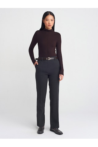 Dilvin 31391 Dik Yaka Uzun Kollu Top-kahve M. Kahve M.