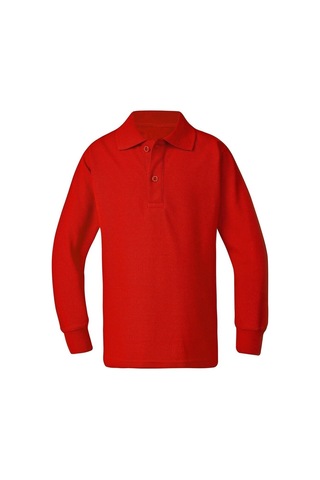 Kidsmadamiko Kız Çocuk Uzun Kollu Polo Yaka Pamuklu Okul T-shirt Kırmızı