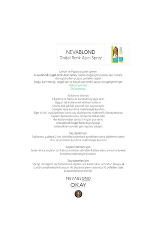 Nevablond Doğal Renk Açıcı Papatya Özü Sprey 150 Ml 2'li Set