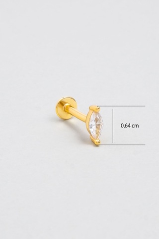 Markiz Kesim 18 Ayar Sarı Altın Kaplama Gümüş Tragus-helix Piercing Sarı