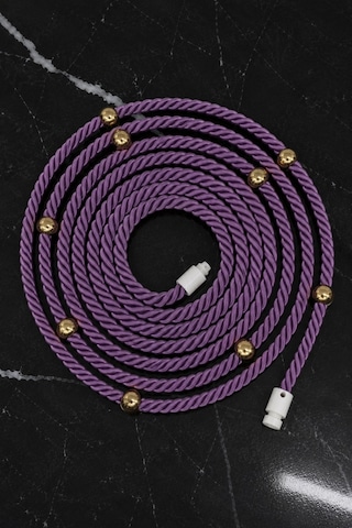 Mürdüm Kruvaze Perde Tavan Korniş Bağlama Halatı - Gold Detaylı - Perde Süsü - 3 Metre - 1 Adet
