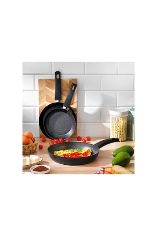 Black Stone 3 Lü Tava Seti 18 Cm+22 Cm+26 Cm-siyah Siyah
