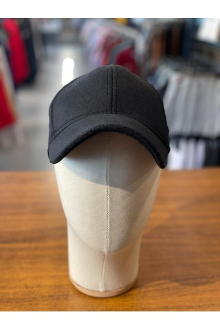 Kaşe Kumaş Kışlık Siyah Renk Cap Şapka Siyah