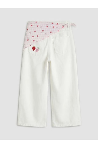Lc Waikiki Beyaz Çilek Nakışlı Kız Çocuk Jean Bermuda Ve Bandana