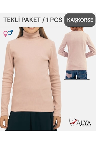 Alya Underwear Balıkçı Yaka Pamuklu Fitilli Kumaş Çocuk Kaşkorse Unisex Body Pudra