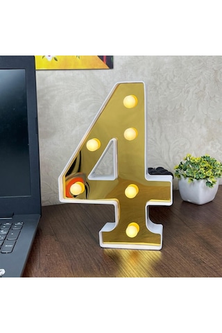 Dekoratif Led Işıklı 3D 4 Rakamı Büyük Boy Organizasyon Doğum Günü Kutlam