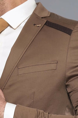 Çift Düğmeli Mono Yaka Omuz Detay Taba Ceket - Wessi Taba