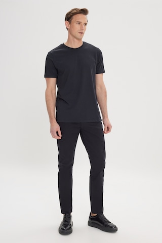 Ac&co Erkek Sıyah Slim Fit Dar Kesim Pamuklu Bisiklet Yaka Tişört SIYAH