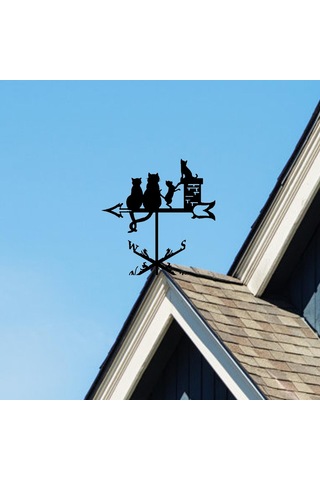 Homyl Cat Metal Rüzgar Gülü Vintage Yönü Göstergesi Veranda