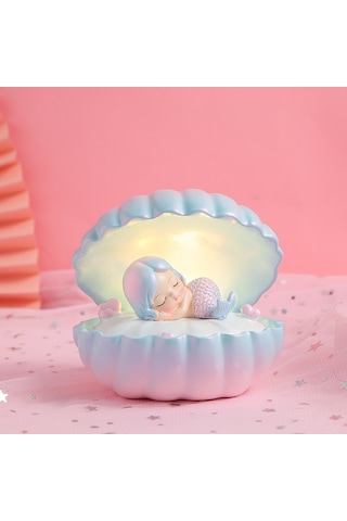 Tcherchi Kabuk Denizkızı Gece Lambası Çocuklar İçin Masaüstü Dekorasyonu Mavi