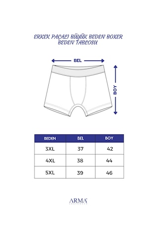 Arma Yıldız Büyük Beden Erkek Paçalı Külot Boxer 2'li Paket Beyaz %100 Pamuk Beyaz