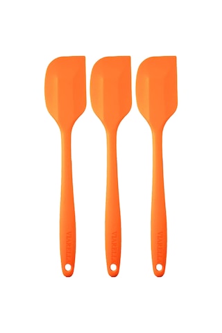 3lü Turuncu Silikon Spatula Seti Isıya Dayanıklı Yanmaz Yapışmaz