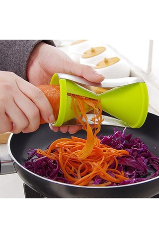 Hombey Yeşil Çift Büyüklük Seçenekli Sebze Spiral Makinesi - El Tipi, Taşınabilir, Güvenli Ve Kolay Temizlenir Mutfak Aleti Diğer
