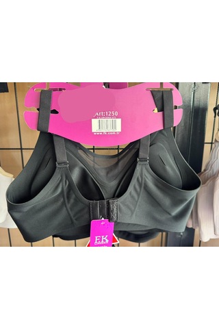 Fk Lingerie Art: 1250 Dikişsiz Lazer Kesim Tül Detaylı Pedli Ve Balensiz Konfor Sütyen Siyah